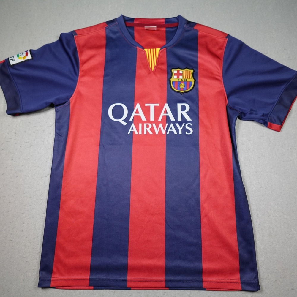 FC Barcelona Jersey Mens Large Red Blue Soccer Lionel Messi 19